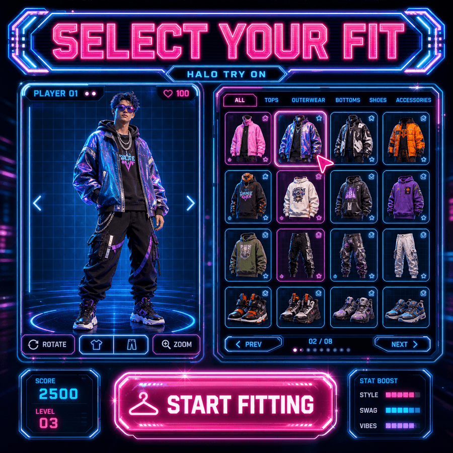 Select Your Fit try-on UI